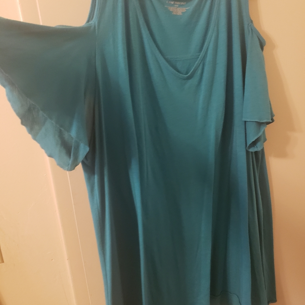Lane Bryant Teal cold shoulder top